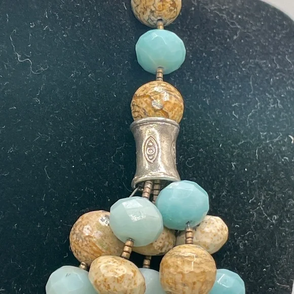 INCA Statement Necklace Natural Stone Single to Multi-Strand Bead Sterling - Picture 10 of 14